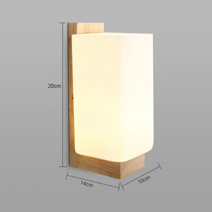 Applique murale en bois avec abat-jour dépoli et veilleuse intégrée — LZ4X9B2