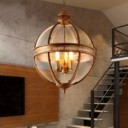 Suspension vintage en fer forgé et verre pour café et bar — LZ4X9T2