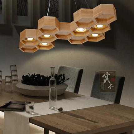 Suspension design nid d’abeille en bois et acrylique pour intérieur — LZ4X9Q7B