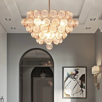 Lustre suspension en verre doré au design artistique et créatif — LZ4X9T