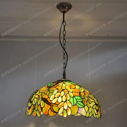 Lustre antique style européen avec décor feuilles vertes — LZ4X9M