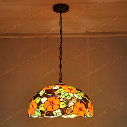 Lustre suspension en verre floral style Tiffany pour bar et restaurant — LZ4X9M