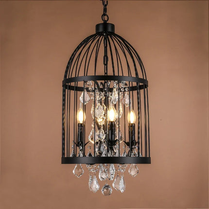 Lustre vintage en fer forgé style Empire avec cristal — LZ4X7M