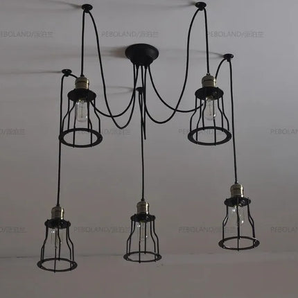 Lustre suspension réglable style rétro nordique vintage araignée — LZ4X9Q