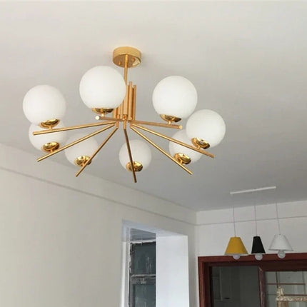 Lustre LED moderne avec abat-jour en métal doré — LZ4X9P2