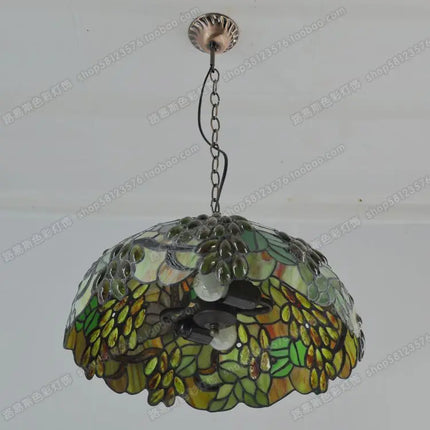 Lustre antique style européen avec décor feuilles vertes — LZ4X9M