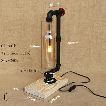 Lampe de bureau industrielle vintage avec abat-jour bouteille — LZ4F9XQ