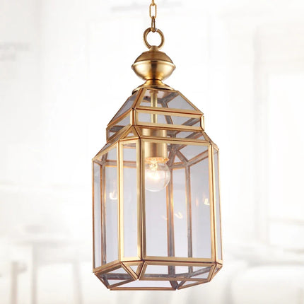 Suspension en cuivre avec abat-jour en verre style industriel et rustique — LZ4B7XQ