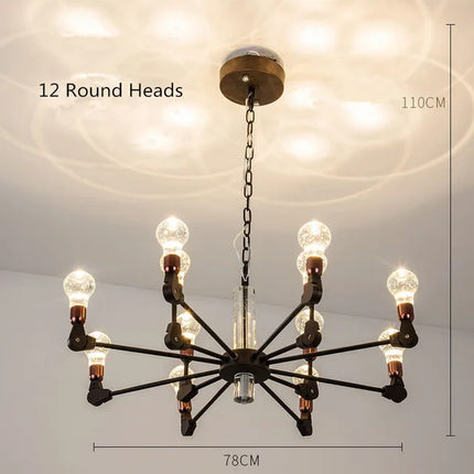 Lustre suspension nordique en fer et cristal moderne — LZ4X9V