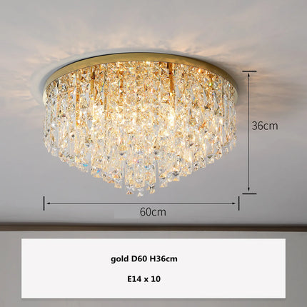 Plafonnier LED en acier chromé avec cristaux K9 style Art déco — LZ4M7Q2