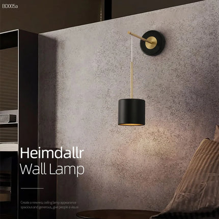 Applique murale suspendue noire et dorée LED 5W pour chambre et bureau — LZ4X9T2
