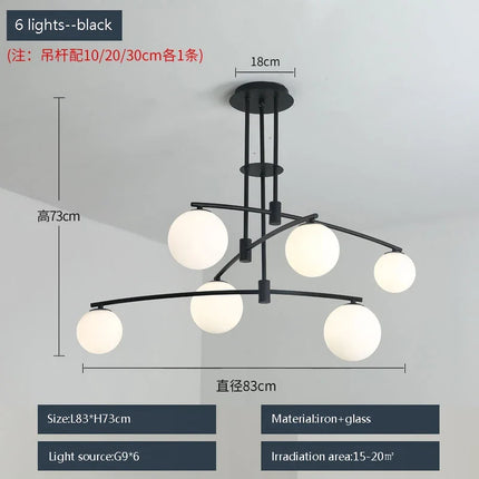Suspension intérieure en métal et verre au design moderne — LZ4X9T