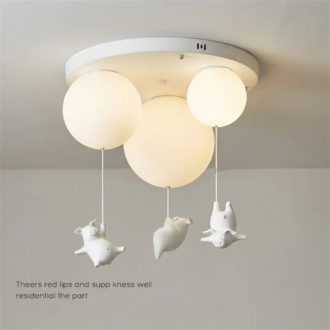Plafonnier LED enfant motif cochon volant pour décoration — LZ4P9XJ