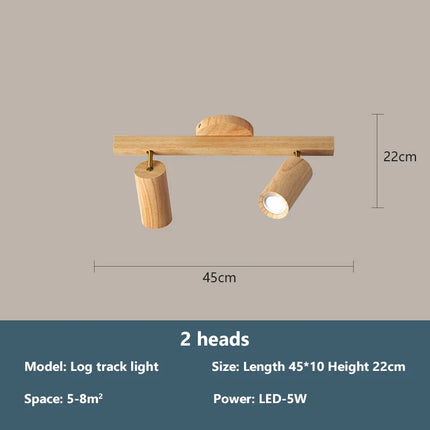 Plafonnier LED à spots sur rail style nordique en bois pour salon et magasin — LZ4X9T2