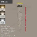 15 têtes / Corps de lampe doré / Blanc froid, pas de télécommande