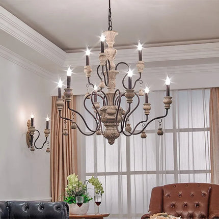 Lustre vintage à bougie style européen rétro pour intérieur moderne — LZ4X9J