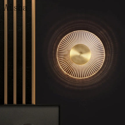 Applique murale LED ronde en cuivre au design créatif pour intérieur moderne — LZ4X9P2