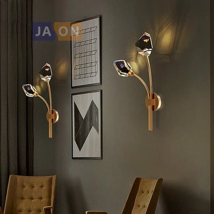 Applique murale en cuivre avec cristal et pierre décorative — LZ4X9Q