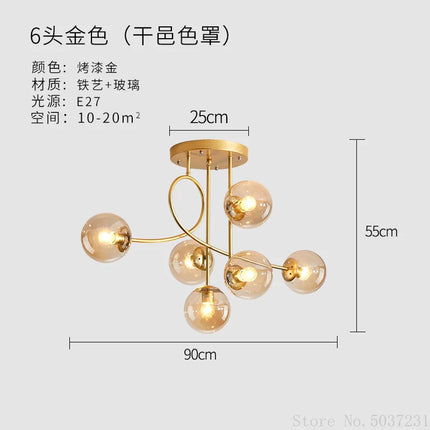 plafonnier boule de verre créatif et élégant pour intérieur