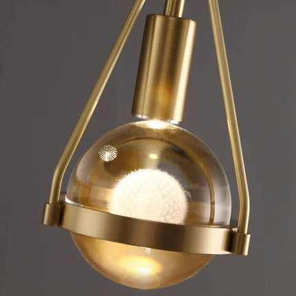 Suspension LED style loft en cuivre avec cristal nordique — LZ4X9P2Q