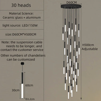 Lustre spirale moderne imitation porcelaine et verre — LZ4QJ7M