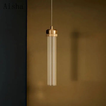 Suspension tube en verre rayé clair style nordique post-moderne — LZ4N7Q2