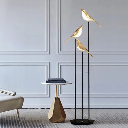 Lampadaire LED postmoderne oiseau doré galvanoplastie pour salon et chambre — LZ4X9J