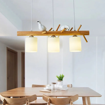 Lampe de table LED nordique avec suspension oiseau en bois — LZ4X9T2