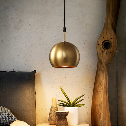 Suspension abat-jour en laiton doré style américain LED pour intérieur loft — LZ4X9T2