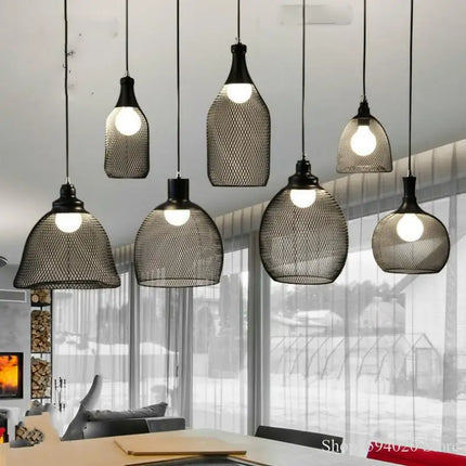 Lustre industriel cage oiseau en fer style loft rétro minimaliste — LZ4P9XJ