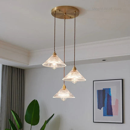 Suspension vintage en verre rayé style nordique — LZ4QJ7
