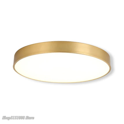 Plafonnier LED ultrafin en acrylique doré moderne — LZ4X9M