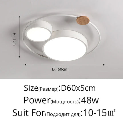 Plafonnier LED rond nordique en bois et acrylique macaron — LZ4X9P