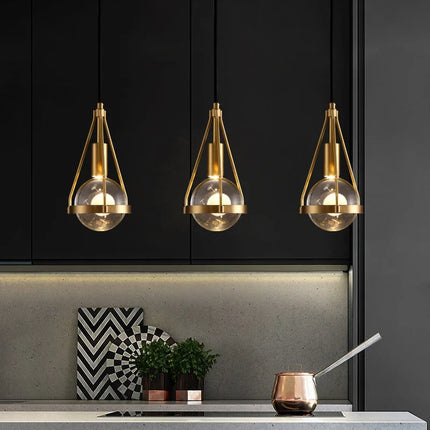 Suspension LED style loft en cuivre avec cristal nordique — LZ4X9P2Q