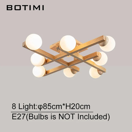 Plafonniers en bois avec abat-jour en verre pour salon moderne monté en Surface Lustres en bois carrés chambre à coucher Luminaire