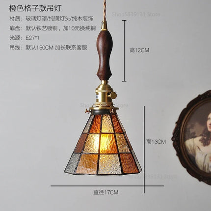 Lustre nordique en cuivre avec verre coloré — LZ4X9P2