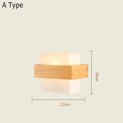 Applique murale nordique en bois avec abat-jour verre et LED plante verte — LZ4X9T1