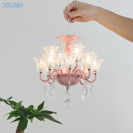 Suspension mini créative avec abat-jour en verre et cristal — LZ4P9XQ