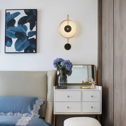 Applique murale nordique en marbre avec horloge intégrée décorative — LZ4X9T2