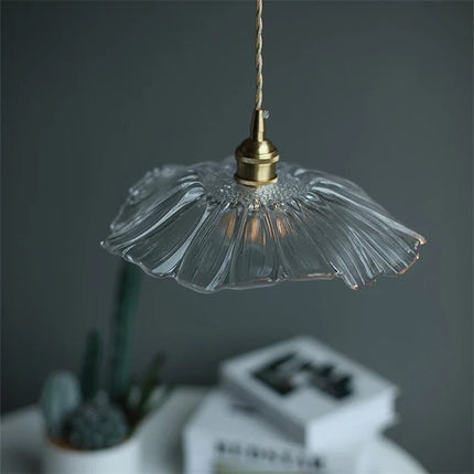 Suspension LED design fleur en verre et laiton style nordique — LZ4XJ9