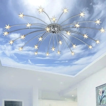 Plafonnier rond en cristal avec étoiles lumineuses design moderne — LZ4X9P2