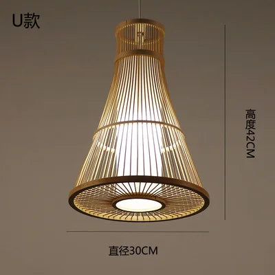 Lustre suspension en bambou style zen pour ambiance relaxante — LZ7D9X