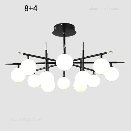 Lustre nordique en fer avec boule de verre LED pour restaurant — LZ4P9XQ