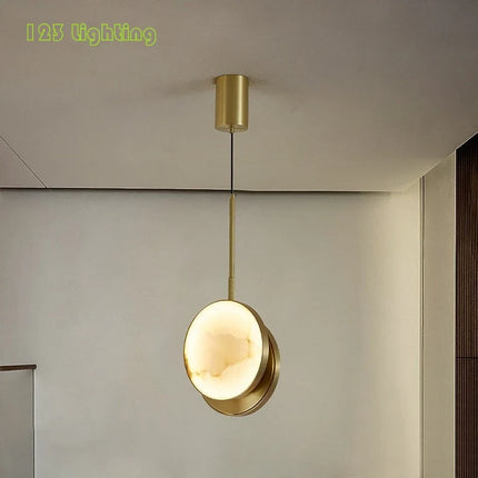 Suspension ronde à deux LED en marbre naturel pour intérieur — LZ4M9XQ