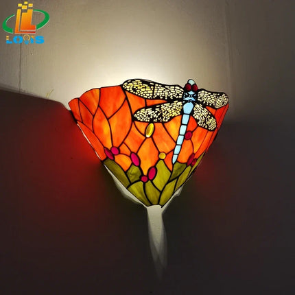 Applique murale en verre style Tiffany libellule pour décoration intérieure — LZ3V9QX