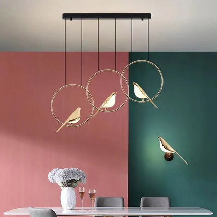 Suspension LED oiseau fantaisie plaquée or avec design moderne ajustable — LZ4Q9XJ2