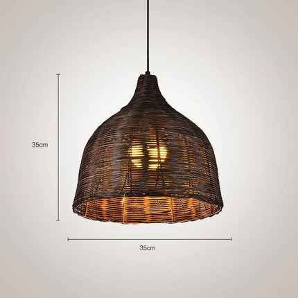 Suspension en rotin et bambou style asiatique rustique pour intérieur — LZ4X9M