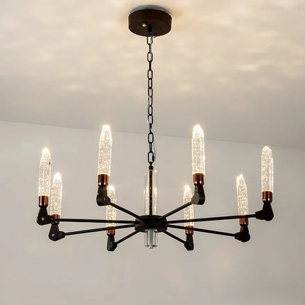 Lustre suspension nordique en fer et cristal moderne — LZ4X9V