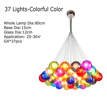 Lustre suspension en verre soufflé avec appliques LED colorées G4 — LZ4X9M