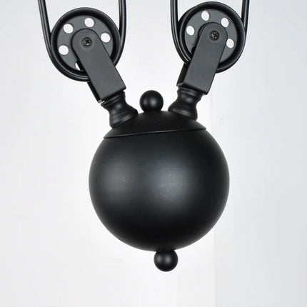 Suspension industrielle vintage à 3 têtes avec poulie en fer — LZ4X9P